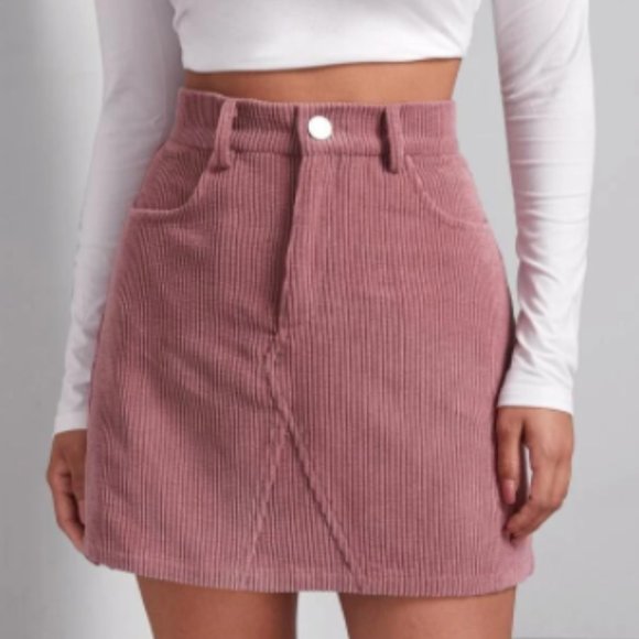 SHEIN Dresses & Skirts - NWOT Buttoned Front Cord Skirt